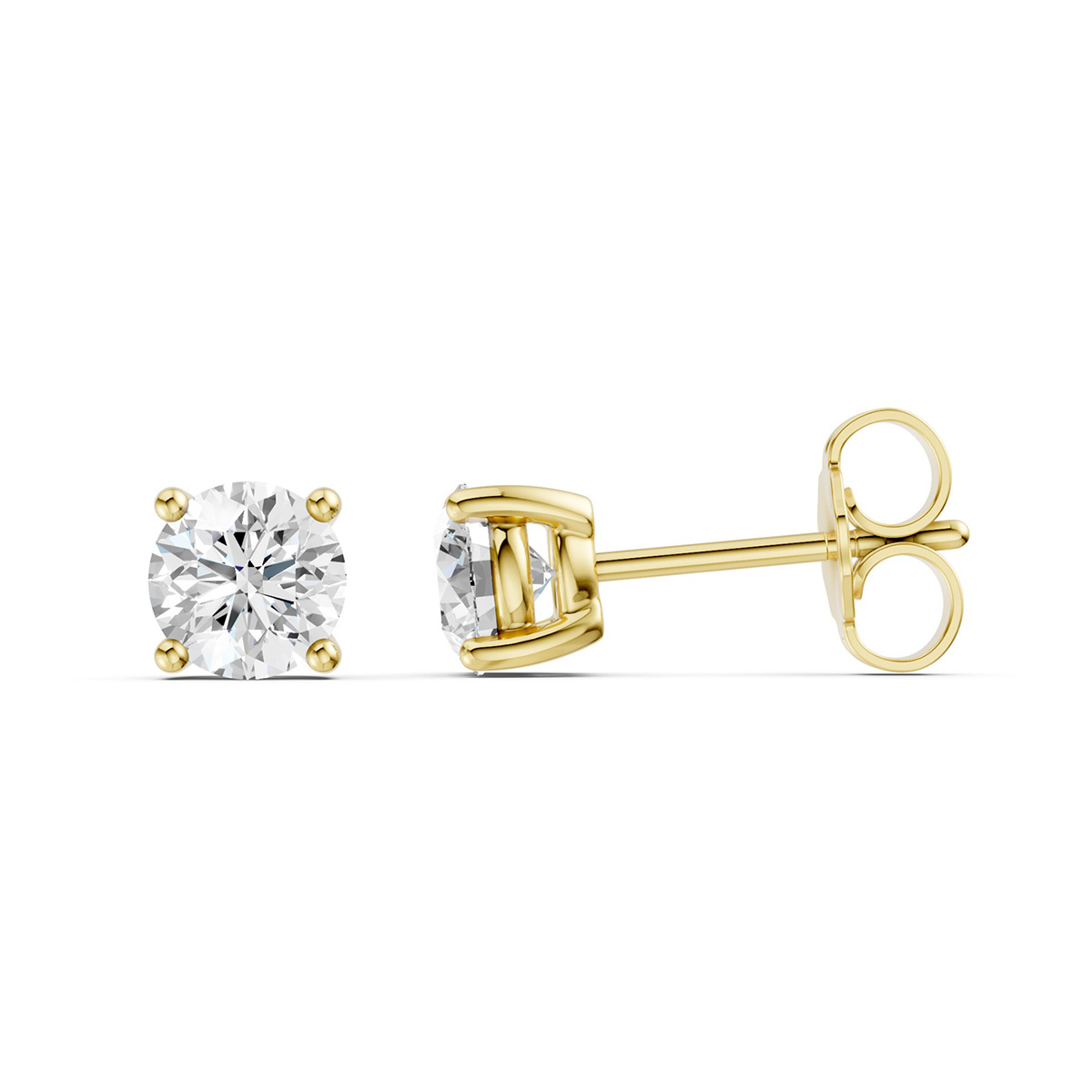 Lykken Elegance round diamond earrings gold 1.00 ct