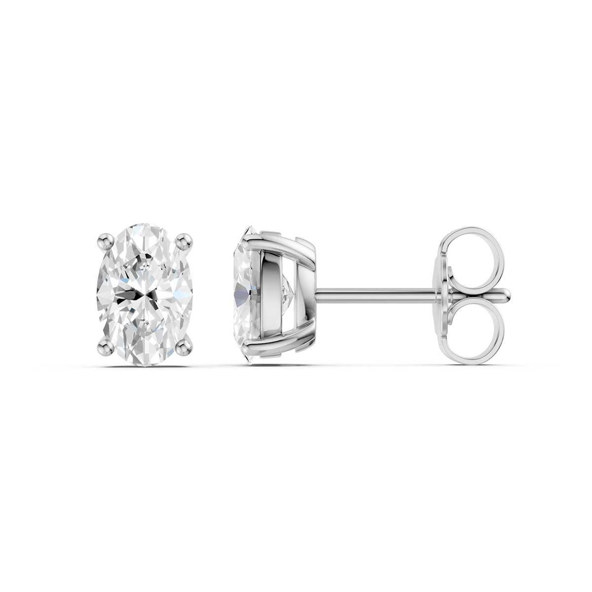 Lykken Elegance oval diamond earrings white gold 1.00 ct