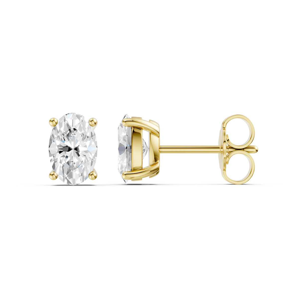 Lykken Elegance oval diamond earrings gold 1.00 ct