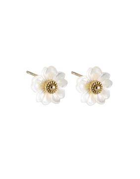 Lykken Trend white mother-of-pearl steel earrings 12 mm