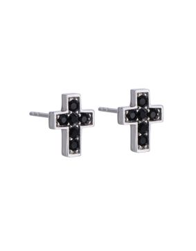 Lykken Strong cross earrings black steel