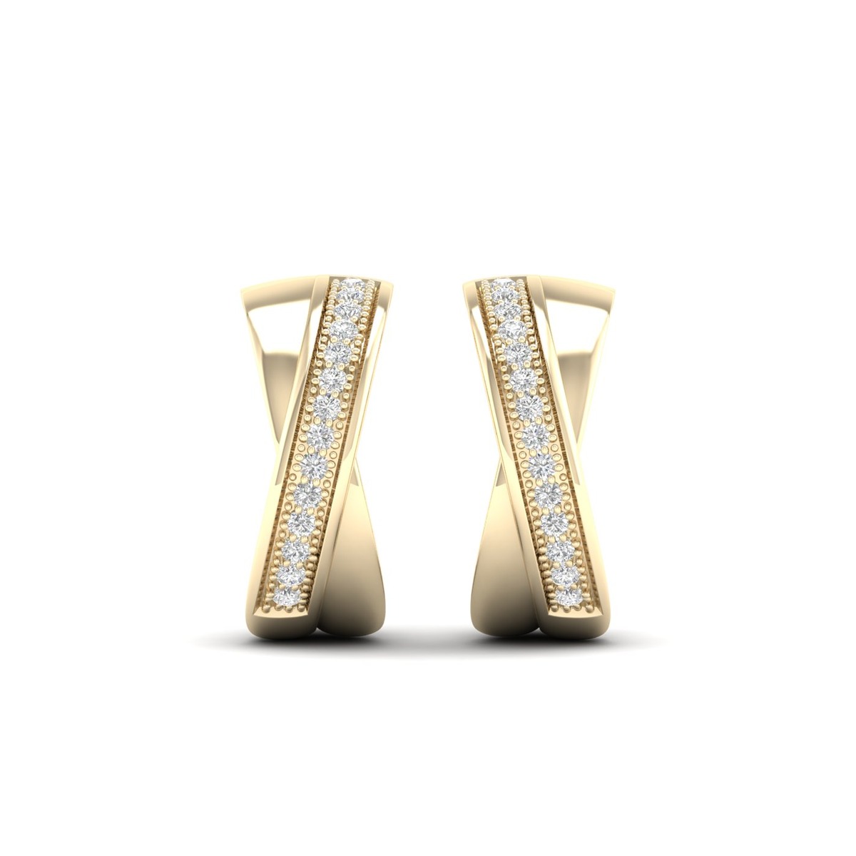 Lykka Elegance gold crossover diamond earrings 13.3 x 5.5 mm
