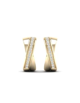 Lykken Elegance gold crossover diamond earrings 13.3 x 5.5 mm