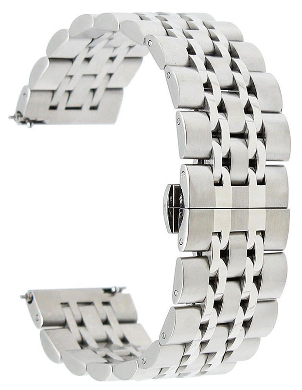 Tiera silver colored stainless Steel watch strap quick-release