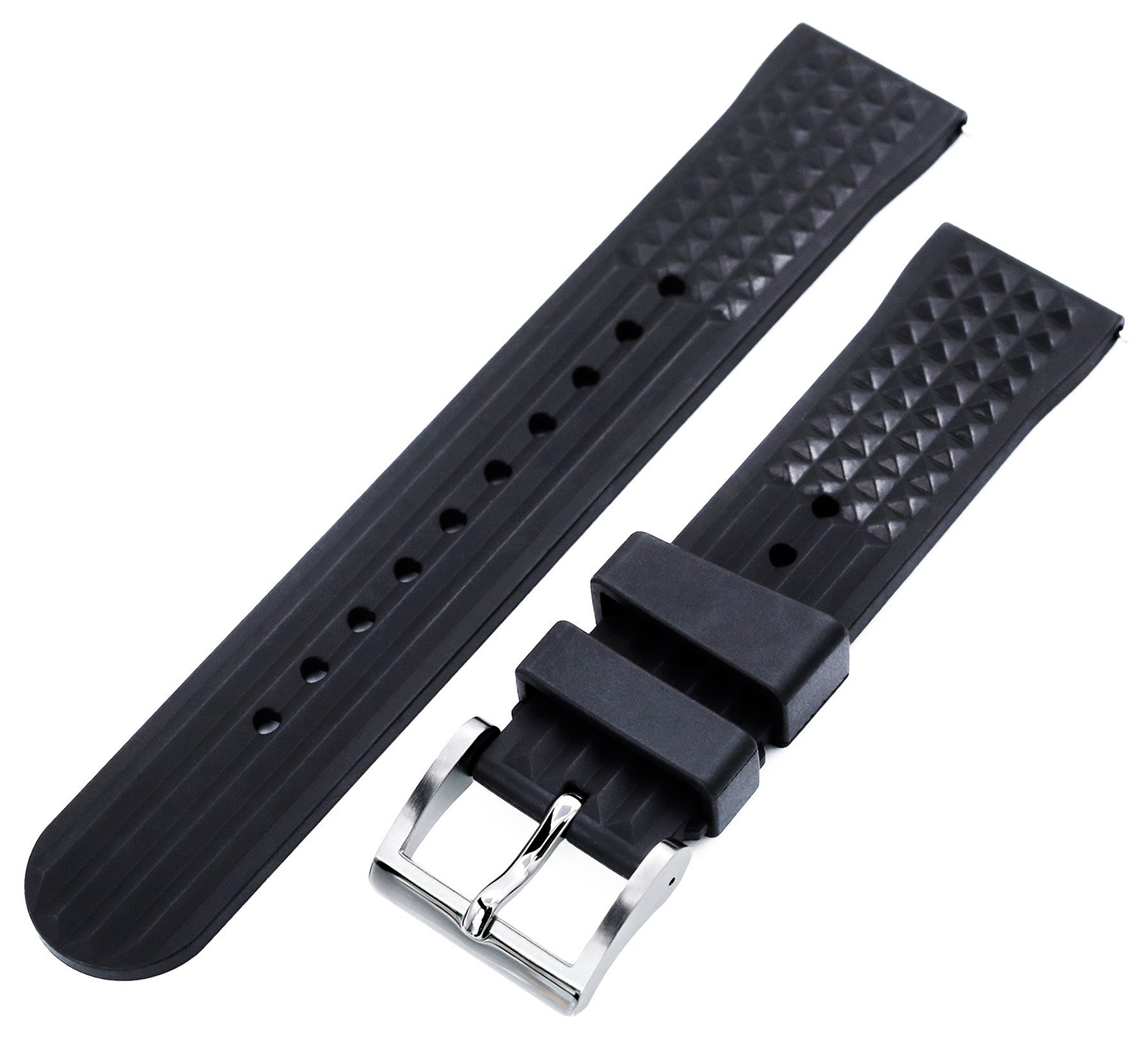 ﻿MiLTAT Chaffle Black FKM Rubber watch strap