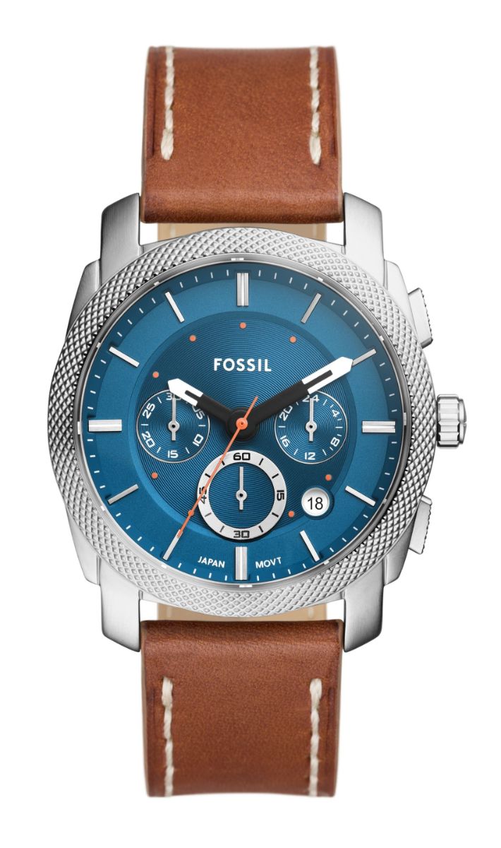 Fossil Machine Chronograph Silver brown leather FS6059