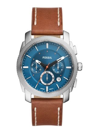 Fossil Machine Chronograph Silver brown leather FS6059
