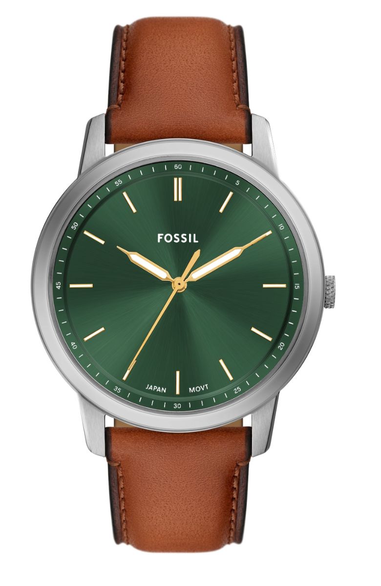 Fossil Minimalist 3 hand Silver Brown leather FS6094 watchesonline