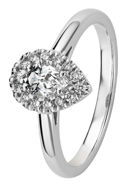 Kohinoor Garda Pear Diamond ring white gold 033-420V-14