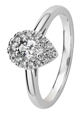 Kohinoor Garda Pear Diamond ring white gold 033-420V-14