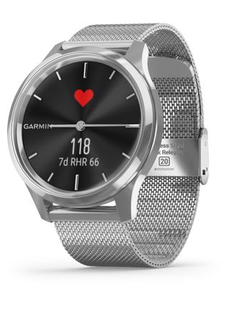 Garmin Vivomove Luxe Milanese and Silver Hybrid Smart Watch 010-02241-03