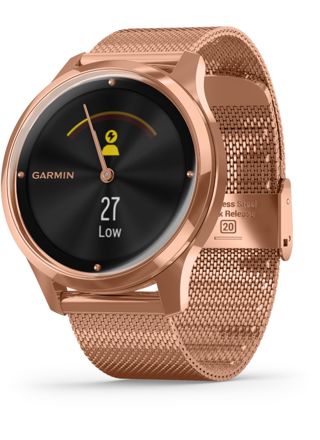Garmin Vivomove Luxe Milanese and 18K Rose Gold Hybrid Smart Watch 010-02241-04