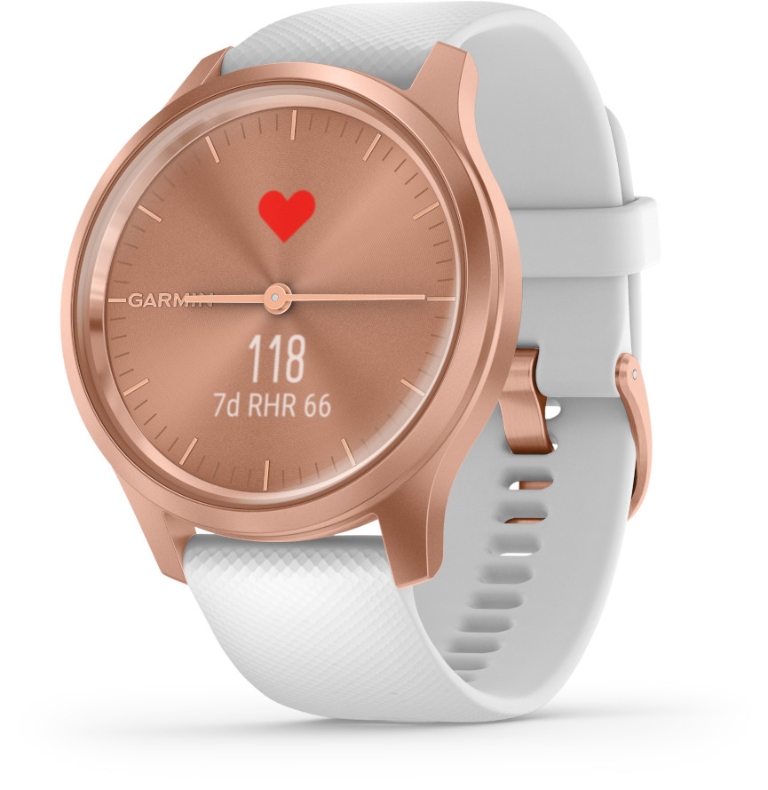 Garmin Vivomove Style White Silicone and Rose Gold Hybrid Smart Watch 010 02240 00 watchesonline