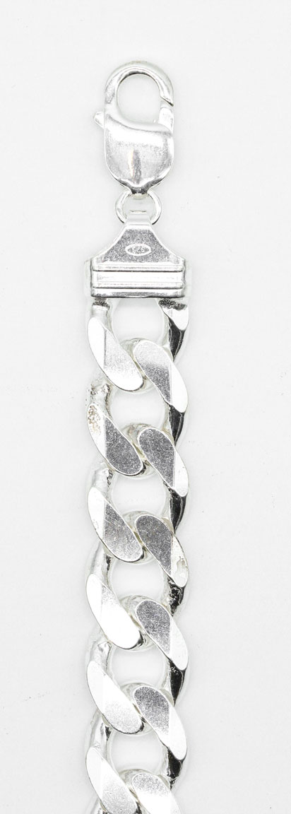 Silver Curb chain bracelet 13.5 mm 22 cm PANS350-22