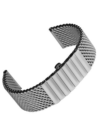Geckota German Premium Butterfly Polished Stainless Steel Mesh Watch Strap