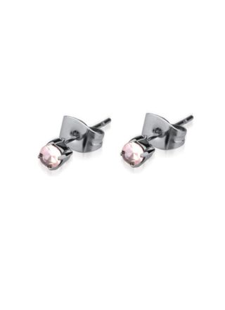 Lykka Strong rose quartz steel stud earrings