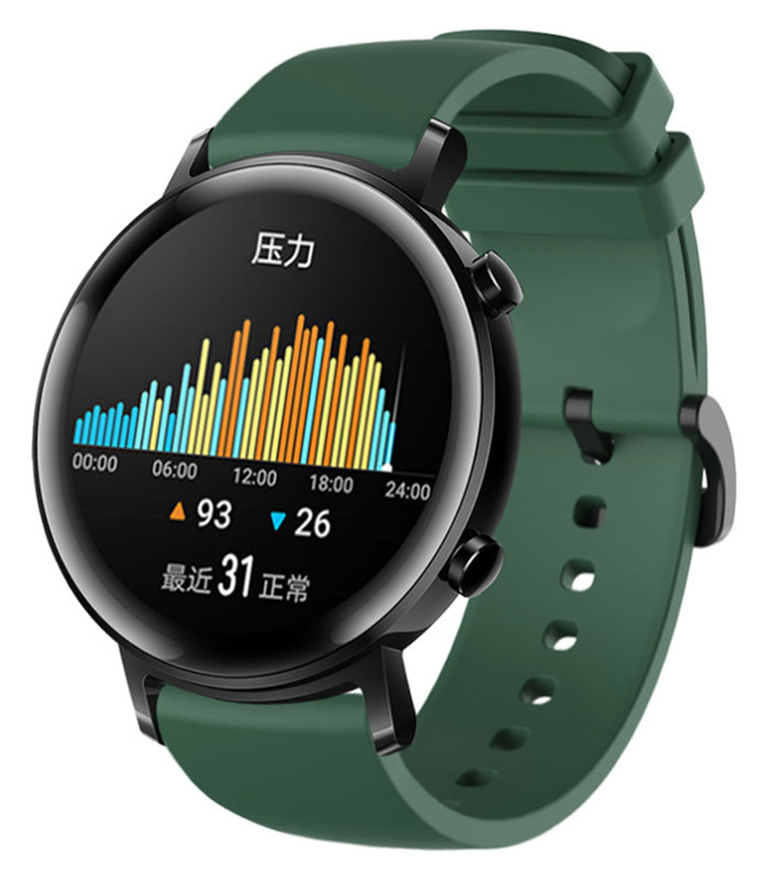 Tiera green silicone watch strap  20 mm quick-release - black buckle