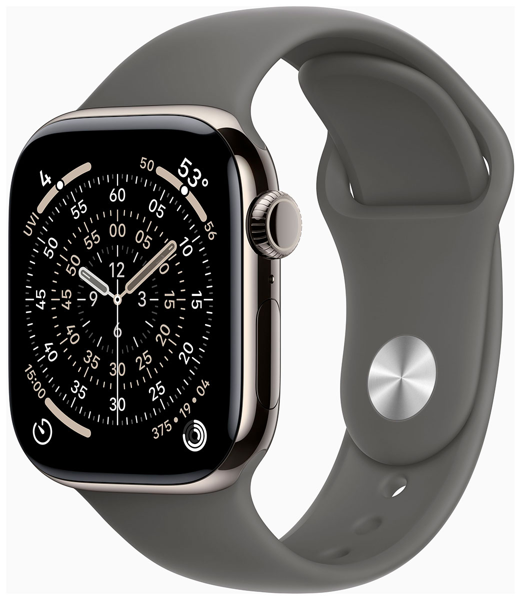 Apple Watch Series 11 GPS + Cellular 42mm Natural Titanium Case with Stone Grey Sport Band MF8M4QN/A