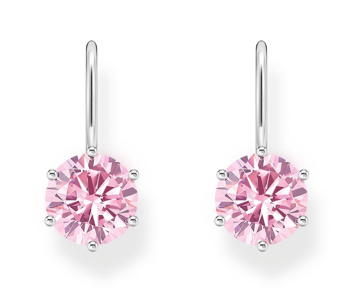 Thomas Sabo pink large zirconia stone silver earrings H2287-051-9