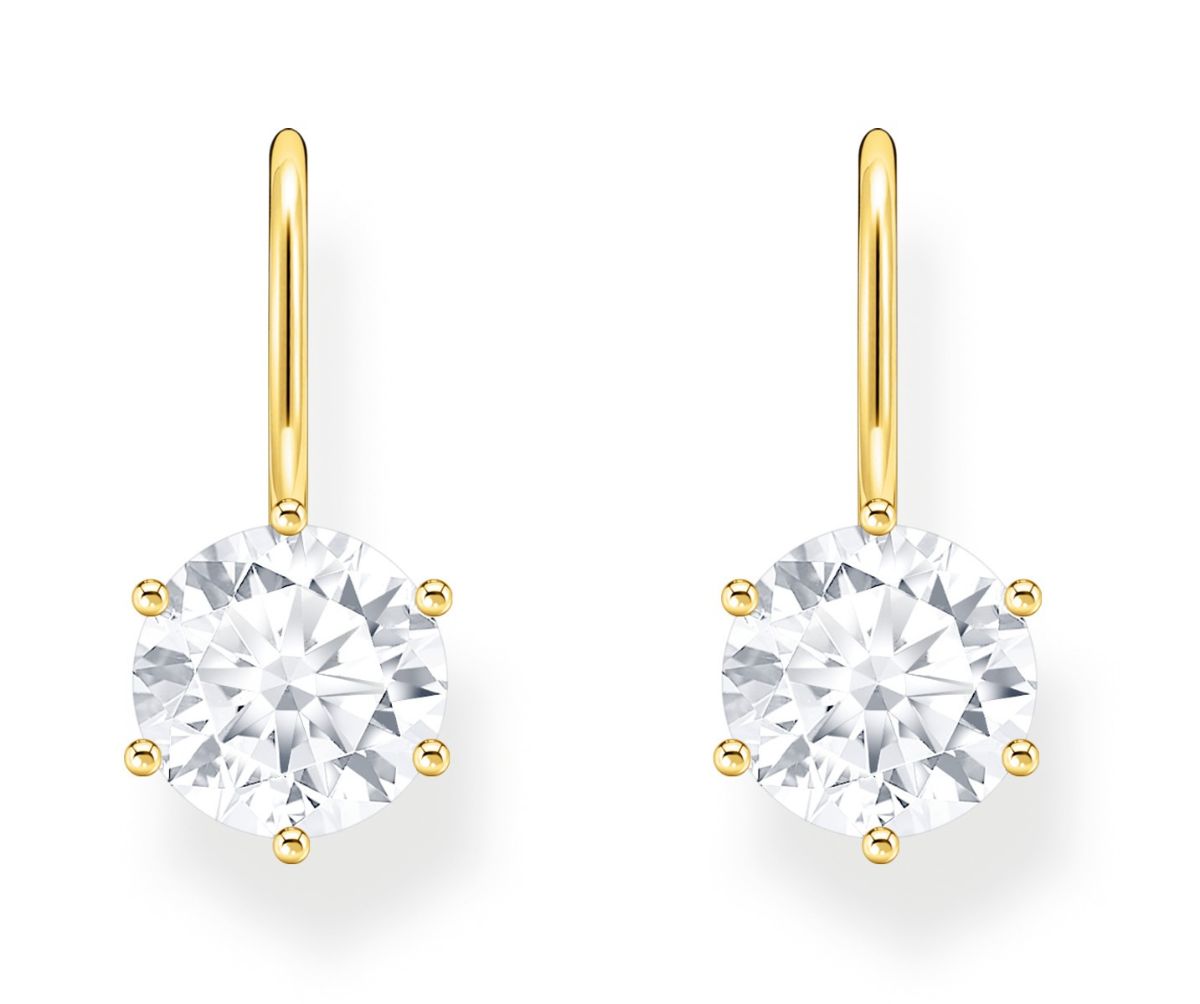 Thomas Sabo large zirconia stone 18-karat goldplated earrings H2287-414-14