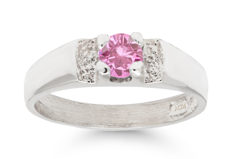 Silver babtism ring h6003pink