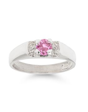 Silver babtism ring h6003pink