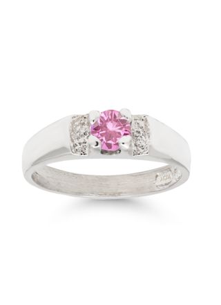 Silver babtism ring h6003pink
