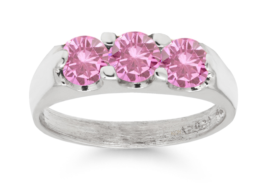 Silver babtism ring h6014pink