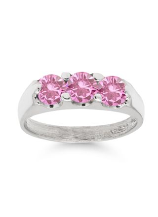 Silver babtism ring h6014pink
