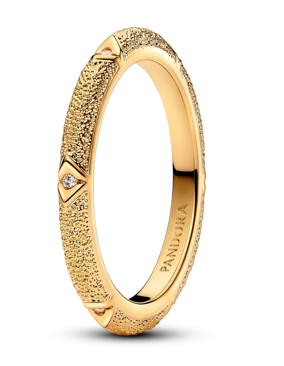 Pandora Texture Stones ME 14k Gold plated Cubic Zirconia Clear ring 163322C01 watchesonline
