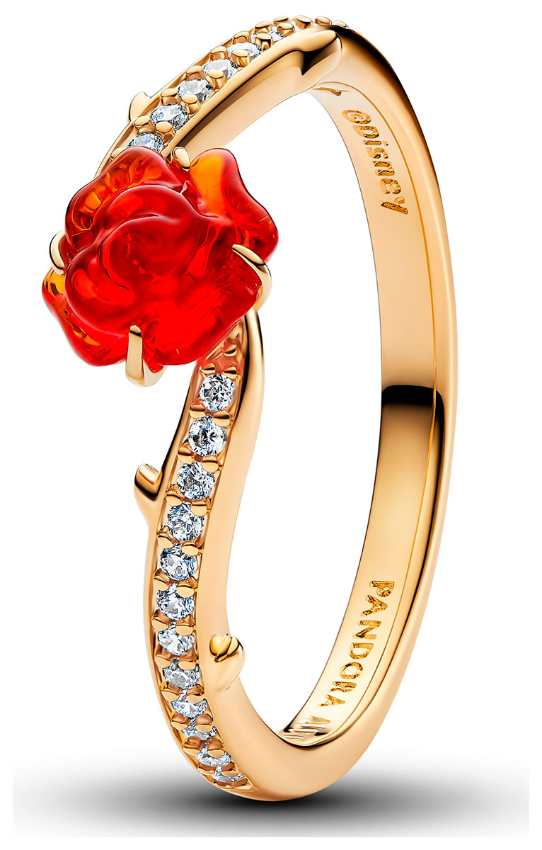Pandora Disney Beauty and the Beast Enchanted rose ring gold-plated 163984C01-54