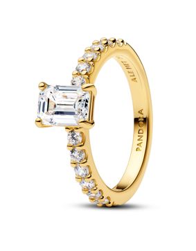 Pandora Timeless gold-plated rectangular halo ring 164506C01