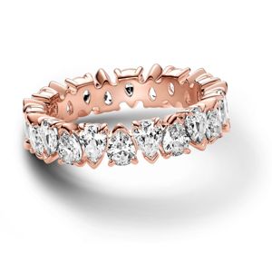 Pandora Timeless Stackable Alternating Sparkling Band 14k Rose