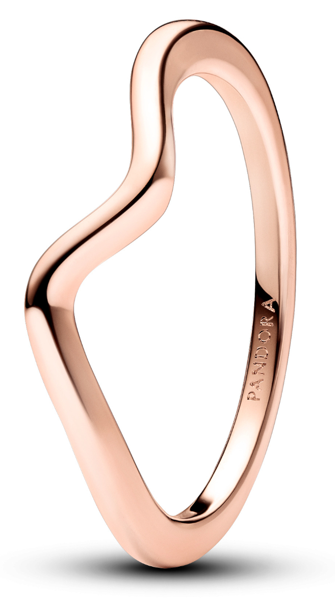 Pandora Timeless stackable Polished Wave Ring 14k Rose gold-plated
