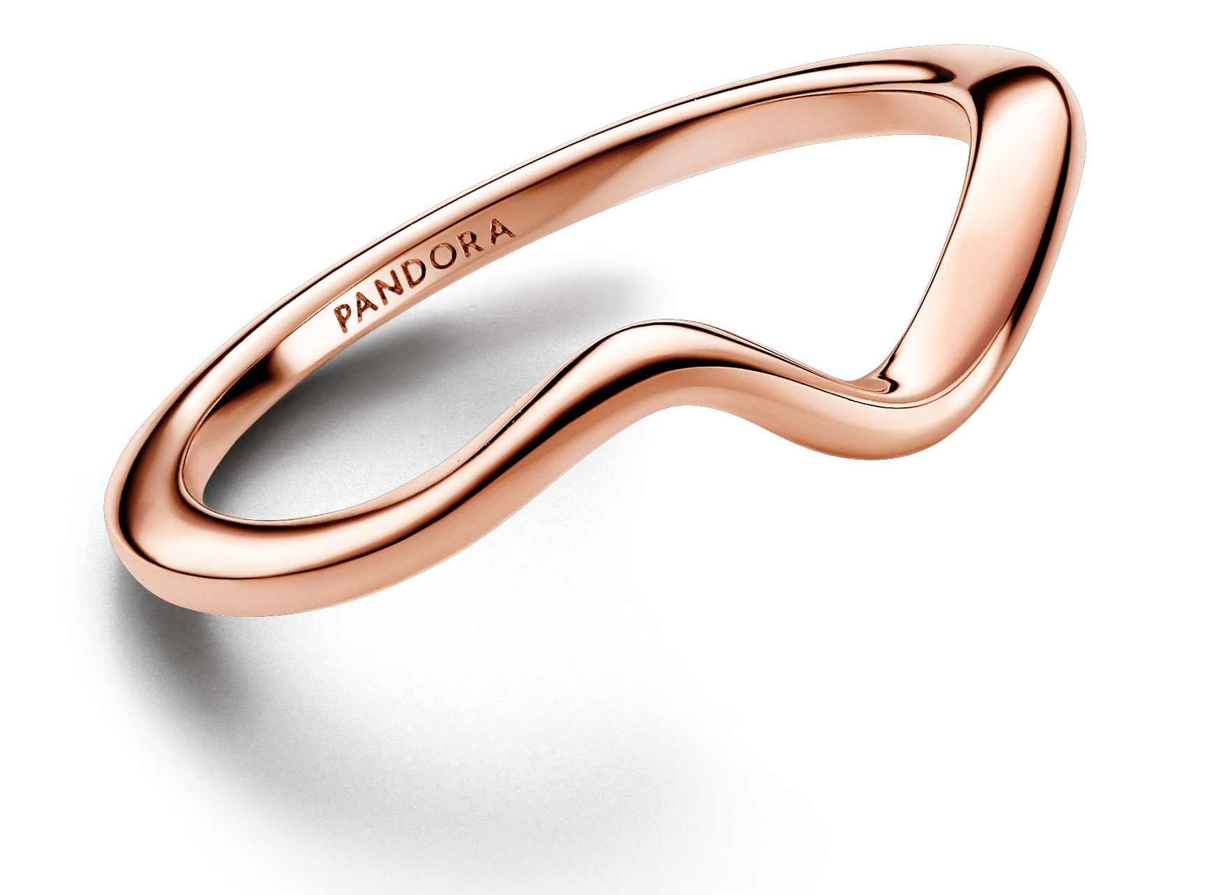 Pandora Timeless stackable Polished Wave Ring 14k Rose gold-plated
