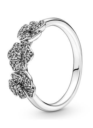 Pandora Stackable Triple Pansy Flower ring 190786C01