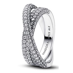 Pandora Timeless Non-stackable Pave Crossover Dual Band Sterling