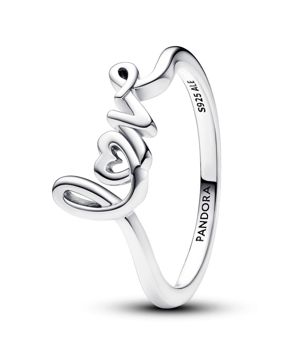 Pandora Moments non-stackable Handwritten Love Ring Sterling silver ring 193058C00