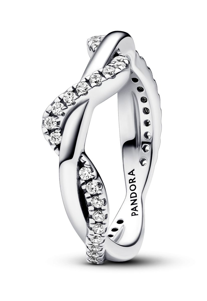 Pandora Timeless stackable Sparkling Intertwined Wave Ring