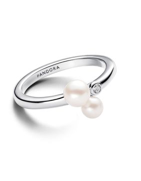 Pandora Timeless sterling silver toi et moi pearl ring 193156C01