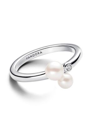 Pandora Timeless sterling silver toi et moi pearl ring 193156C01