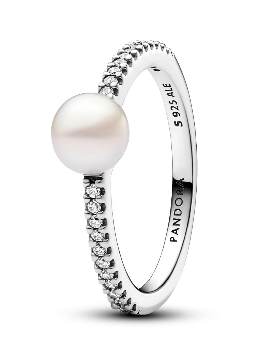 Pandora Timeless  sterling silver pave pearl ring 193158C01