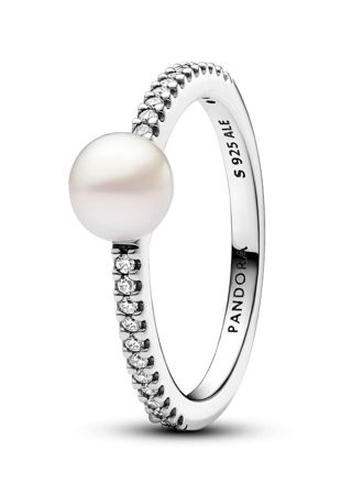 Pandora Timeless  sterling silver pave pearl ring 193158C01