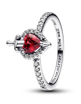 Pandora Disney x Pandora Disney Villains Evil Queen sterling silver ring with fuchsia rose crystal and clear cubic zirconia 193422C01