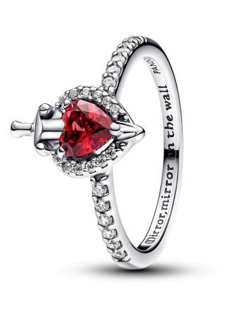 Pandora Disney x Pandora Disney Villains Evil Queen sterling silver ring with fuchsia rose crystal and clear cubic zirconia 193422C01