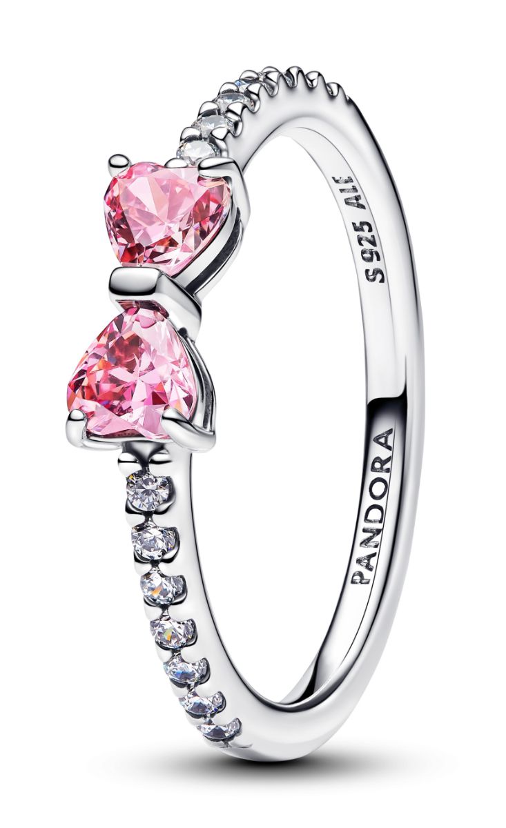 Pandora Timeless Bow 14k gold-plated ring clear cz 163511C01