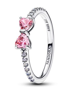 Pandora Timeless Bow silver ring pink cz193510C01