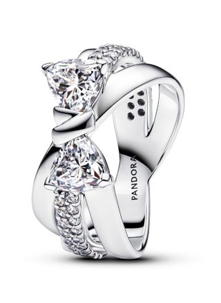 193552c01 Pandora Timeless Bow sterling silver ring clear cz 193552C01 ...