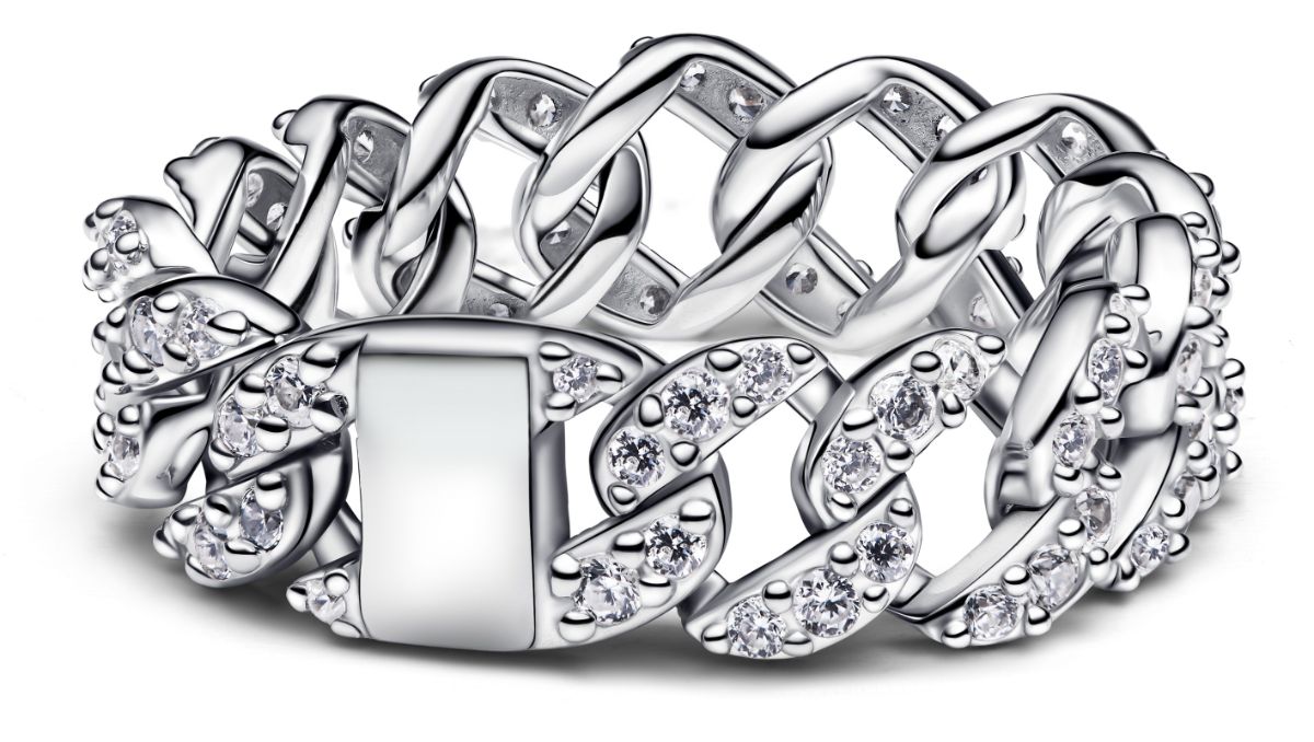 Pandora Timeless Cuban chain sterling silver ring clear cz 193557C01 watchesonline