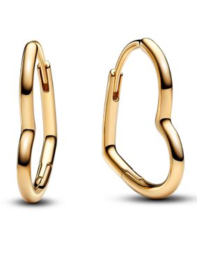 Pandora Moments Small asymmetric heart 14k gold-plated hoop earrings 268307C00